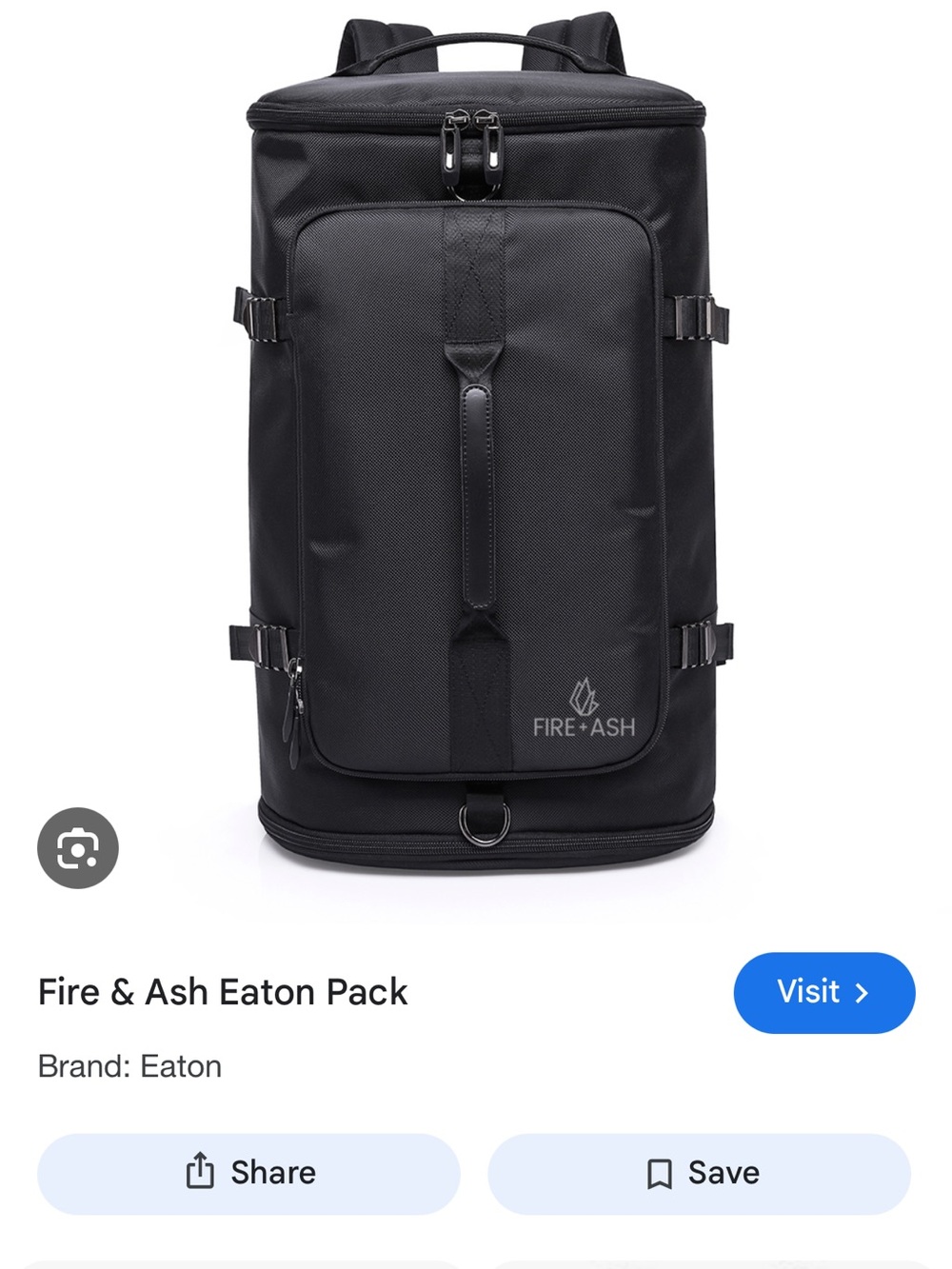Easton Fire & Ash Black Travel Backpack